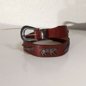 Vintage 1992 Brown Leather Animal Themed Belt
